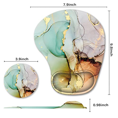 Ergonomic Mouse Pad with Wrist Support Gel Mouse Pad Wrist Rest, Non-Slip PU Base Comfortable Mousepad for Office Home Working Studying Pain Relief & Easy Typing, Abstract Art Marble