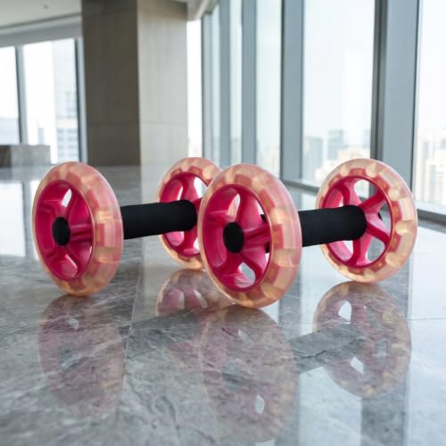 Kisangel 2pcs Dual Ab Roller Wheel, Abdominal Dumbbell Equipment | Sponge Handles for Core Workout Fitness Training Tool for Home Gym Men and Women