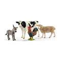 Schleich FARM WORLD - 4 PC Starter Barnyard Animal Set - Includes Cow, Sheep, Rooster and Sheep Figurines - Farm Animal Toys for Kids 3+ | 42385 | Farm Animal Figurine, Realistic Animal Toys, Cow Rooster Donkey Sheep Figures, Barn Toy for Kids 3+, Screen-