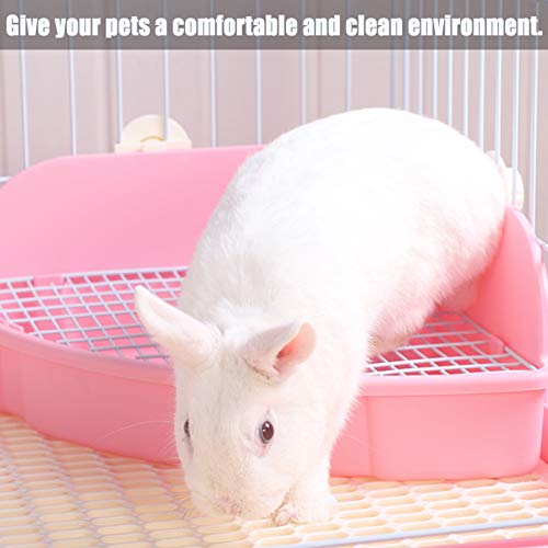 kathson Large Rabbit Litter Box Bunny Corner Toilet Box Potty Trainer Bigger Pet Pan Small Animal Cage Toilet Bedding Box Fanshaped for Adult Guinea Pigs Chinchilla Ferret Galesaur - color: Blue