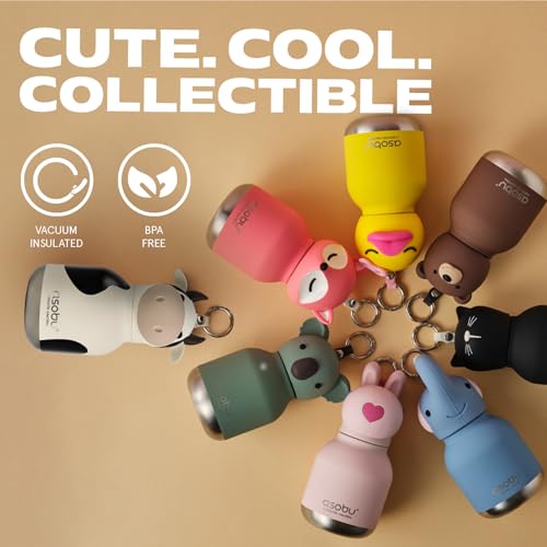 asobu Mini Bestie Water Bottle, Cute Collectible Character, Stainless Steel | 6.7 oz, Leak Proof Seal, Spill Resistant, BPA Free Materials, Dishwasher Safe, Reusable Straw Included, Great Gift Idea - color: MINI WILLOW THE COW