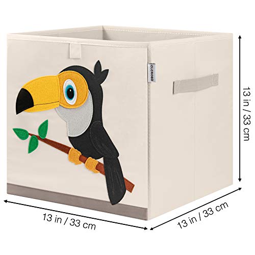 13 Inch Animal Cube Storage Bins, Foldable Fabric Kids Toy Box & Toy Chest | Kids Storage Cubes, Toy Storage Organizer Basket for Toddlers, Boys and Girls, Playroom and Nursery (Toucan) - color: Toucan