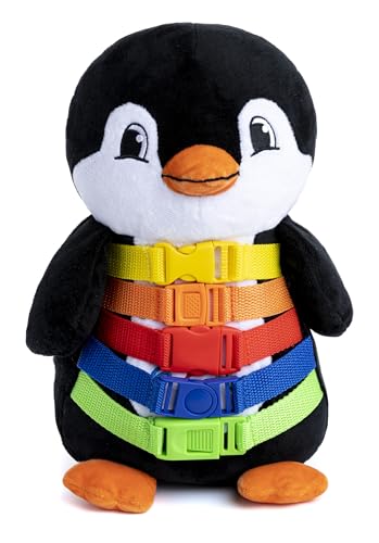 Buckle Toy, Blizzard Penguin Stuffed Animal, Counting and Color Recognition | Montessori Learning Activity Toy, Develop Motor Skills and Problem Solving, Kids Airplane Travel Accessories