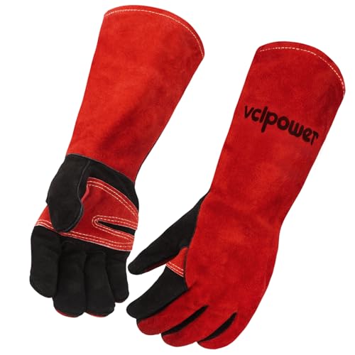 vclpower Animal Handling Gloves Size L Fit for Men & Large Hands Bite Proof Double Leather Reinforced Padding Dog,Cat Scratch,Bird Handling Falconry Gloves Grabbing Reptile Squirrel Snake Bite 16in | Size L Fit for Men & Large Hands - size: L