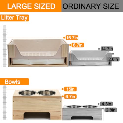 3-in-1 Rabbit Hay Feeder with Covered Hay Rack & Litter Box Drawer(Style 3) | rabbit feeder set with covered hay storage and pull-out litter drawer. Reduces hay mess and keeps small pets' areas clean