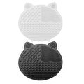 2Pack Makeup Brush Cleaning Mat, Cute Cat Ear Animal Design Silicone Brush Cleaner Pad with Suction Cups (Black+White) - color: Black+White