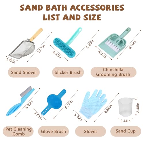 Extra Large Chinchilla Sand Bath Container Kit, Plastic Chinchilla Dust Bath House with Wash and Care Accessories, Dust Bathtub for Hamster Hedgehog Guinea Pig and Other Small Animals - color: Blue