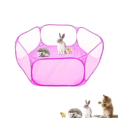 Small Animals Playpen, Portable Pop-up Open Interactive Pet Tent, Indoor Outdoor Fence for Rabbits, Guinea Pig, Hamster, Chinchillas, Kittens, Puppies - color: Pink