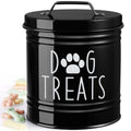 OUTNILI Large Dog Treat Container Airtight - 6.6" Tall X 6" Round Black Dog Treat Jar for Kitchen Counter - Rustic Treat Storage Canister for Dogs, Cats, Small Animals - color: Black-Medium
