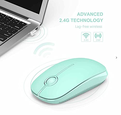 VssoPlor Wireless Mouse, 2.4G Slim Computer Laptop Mouse, Mint Green | Portable Mouse, Plug & Play USB Nano Receiver, Quiet Silent Optical Mice for Notebook, PC, Laptop, Computer, Windows, Mac - color: Mint Green