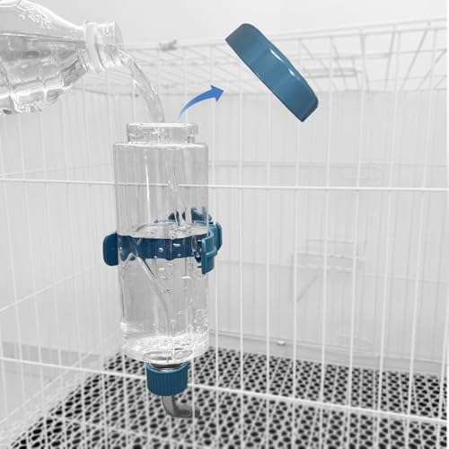 LOS ANDES 16.9oz Small Animal Water Bottle for Cage,Crate, Top Fill Water Dispenser for Guinea Pigs/Bunnies/Ferrets/Squirrel/Hedgehog/Hmaster, BPA Free, Updated Mouth, Blue - color: Blue