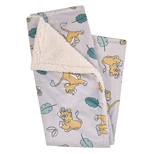 Disney Lion King Ivory, Teal, Sage and Gold Simba Future King Super Soft Sherpa Baby Blanket - color: Lion King - Future King
