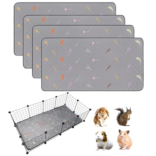 4Pcs Guinea Pig Cage Liners,Guinea Pig Fleece Cage Liners24''X48'' Super Absorbent Washable Pee Pads Reusable for Rabbit Hamster Chinchilla - size: 12 In 2x4(24" x 48") 4Pack