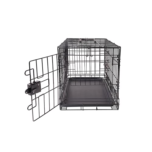 Amazon Basics Portable, Foldable Metal Wire Small Dog Crate with Removable Tray, Divider Panel, Single Door, Easy to Assemble, 24" x 18" x 20", Black - size: 24 x 18 x 20 in, style: Single Door w/ Divider