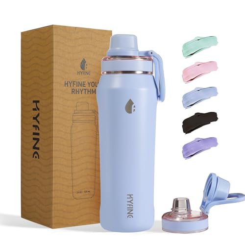 24oz Insulated Water Bottle, Wide Mouth Spout Lid, BPA-Free | Tritan spout lid, BPA free, 18/8 stainless steel body, Cold 24H, hot 12H, Wide mouth fits ice, Fit car cup holder,Blue - color: Sky Blue