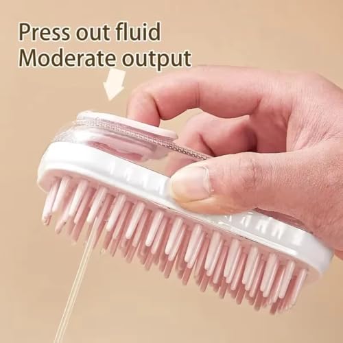 Pet Grooming Bath Massage Brush with Soap and Shampoo Dispenser Soft Silicone Bristle for Long Short Haired Dogs Cats Shower(Pink) - color: Pink
