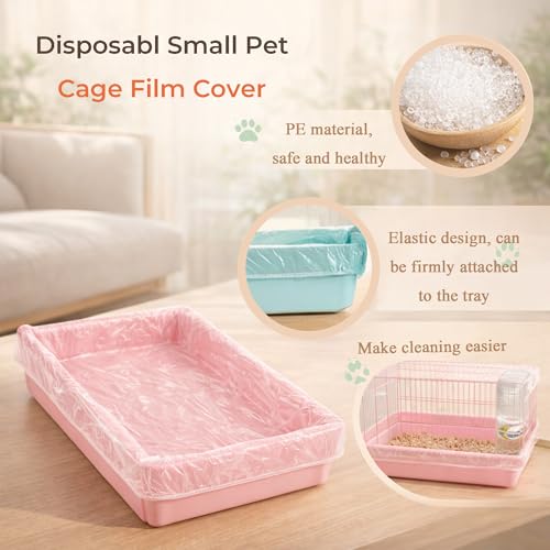 50 Disposable Cage Tray Liner Bags for Small Animals & Birds | Pull-Over Tray Fit | Durable Mess Hold | Quick Disposal | Less Cleaning Burden | Small Pet & Bird Cages - size: S(23.6 x 31.5'')