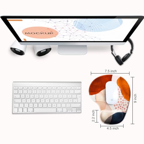 JIKIOU Ergonomic Mouse Pad with Gel Wrist Rest 2 Pack, Portable Small Boho | Upgraded-Prevent Gel Leakage, Ergonomic Design for Pain Relief, Cooling Gel filled, Smooth Lycra Surface, Non-Slip PU Base - color: 07Boho