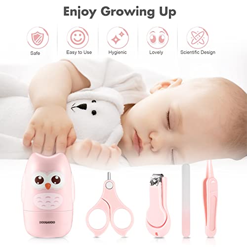 Baby Nail Clippers, 4-in-1 Safe Baby Nail Kit with Cute Case, Nail Clipper, Scissors, Tweezers, Baby Nail File Set for Newborn, Infant, Toddler and Kids-Pink - color: Pink