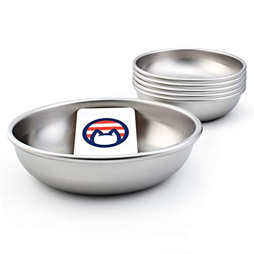 Stainless Steel Cat Bowls for Food & Water by Americat – Made in USA – Dishwasher Safe, Human Grade, Whisker Friendly Dishes (6 Bowls) - size: 6 Bowls