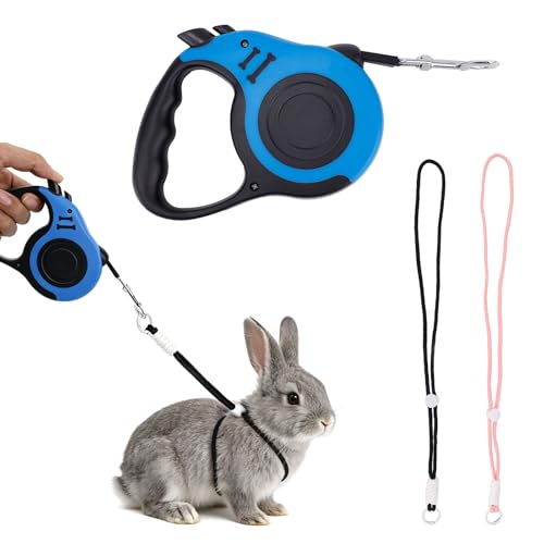 Penitue 3pcs Escape Proof Small Pet Harness and Leash Set, 10ft/3m Retractable with 2 Adjustable Rope Vest Harnesses for Kittens Ferrets Rabbits Bunny Guinea Pigs & Small Rat