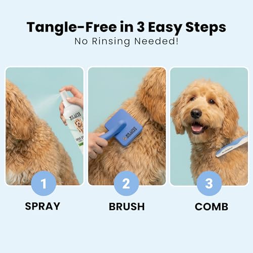 Large Slicker Brush & Lavender Detangler Spray Pack, Dog Grooming at Home | Best Brush For Long Haired Dogs, Dematting Comb & Detangling Spray For Goldendoodle Coats, Puppy Matting Grooming Supplies - size: Large Slicker & Detangler