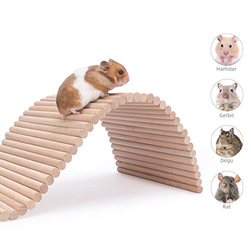 Niteangel Hamster Climbing Ladder Wooden Suspension Bridge for Guinea Pigs Rats Hedgehog Gerbils Mouse Sugar Glider and Other Small Animals (Large) - size: 26.4” x 7.9"