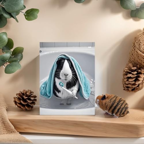 Berlun Funny Animal Wall Art Canvas - Farmhouse Guinea Pig Decor, Modern Waterproof Picture for Bathroom,In Pet Rooms,Livingroom,Bedroom,Unique Funny Wall Decor Gifts for Family Member and friends 12x15 Inch" WY-11 - color: white brown