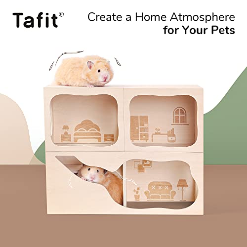 Hamster Hideout Wooden House Chamber Small Animals Pets Tunnel Exploring Toys Secret Peep Shed for Dwarf Hamsters, Syrian Hamsters, Gerbils, Hedgehogs, Rats, Mice (Study Room)