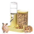 2 in 1 Hamster Water Bottle, Automatic Feeder, No Drip Small Animal Water Dispenser Food Bowl for Syrian Dwarf Hamsters, Gerbils, Mouse, Hedgehog, Hamster Cage Accessories (Yellow) - color: Yellow