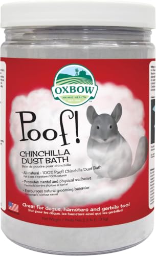 Oxbow Poof! Chinchilla Dust Bath,100% Natural Blue Beauty Dust for Chinchillas,Degus,Gerbils,and Hamsters,Small Animal Grooming,Natural Dusting Powder,2.5 lbs Jar,(Pack of 6) - size: 2.5 Pound (Pack of 6)