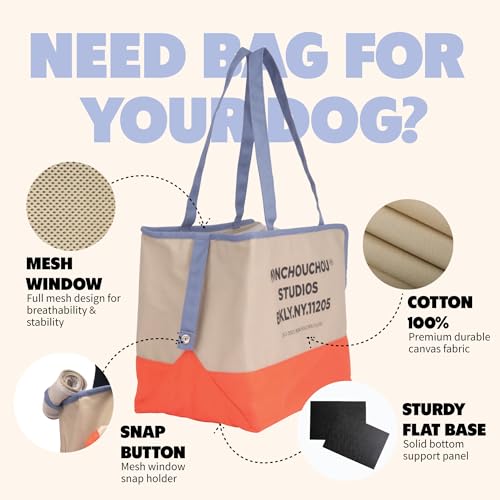 Dog Tote Bag for Small Dogs 4–20 lbs with Safety Leash, Purse Carrier,Beige | safety leash hooks, removable cushion cover, and flat support base for comfortable everyday travel and hands-free carrying. - color: Brooklyn-BG