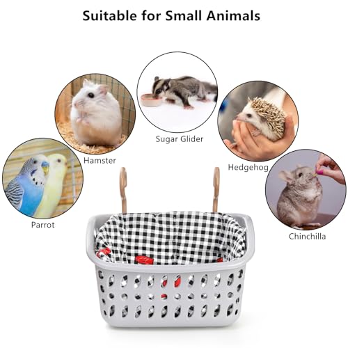 2 Pack Rat Hammock for Cage, Chew Proof Small Animal Hanging Basket Bed with Hooks, Chinchilla Hideout Ferret Cage Accessories for Guinea Pig, Hamster, Sugar Glider, Hedgehog