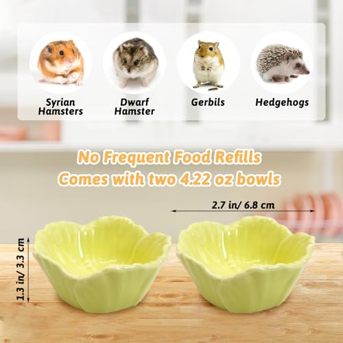 Tfwadmx 2 Pcs Hamster Food Bowl, Ceramic Dwarf Hamster Food Bowl Feeder Water Rat Bowl Small Animal Food Dish for Golden Bears, Hedgehogs, Dutch Pigs, Parrots (Yellow) - color: Yellow