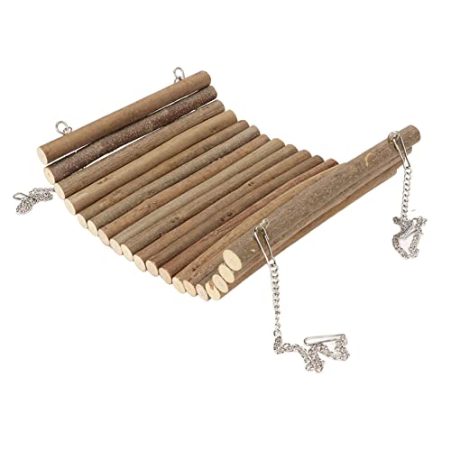 Hamster Wooden Swing, Natural Large Space Climbing Playing Toy with Hanging Chain for Parrots Gerbils and Similar Size Pets (20 * 30CM) - size: 20*30CM