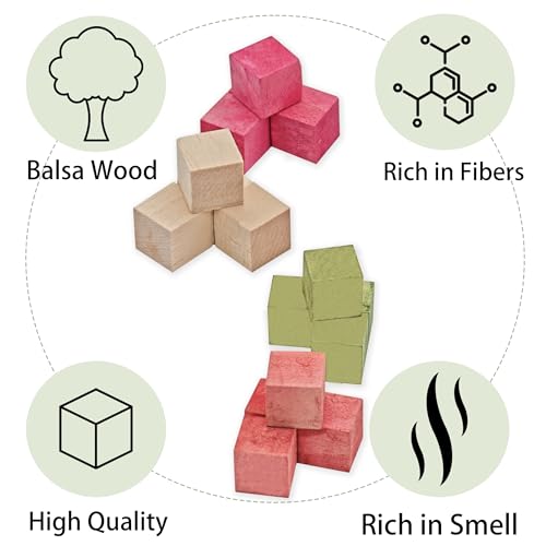 Fruit-Infused Balsa Wood Chew Toys, 16PCS Strawberry Orange and Pitaya Molar Blocks for Rabbits, Guinea Pigs and Chinchillas, 1.6 Inch Large Natural Small Animal Teeth Grinding Treats