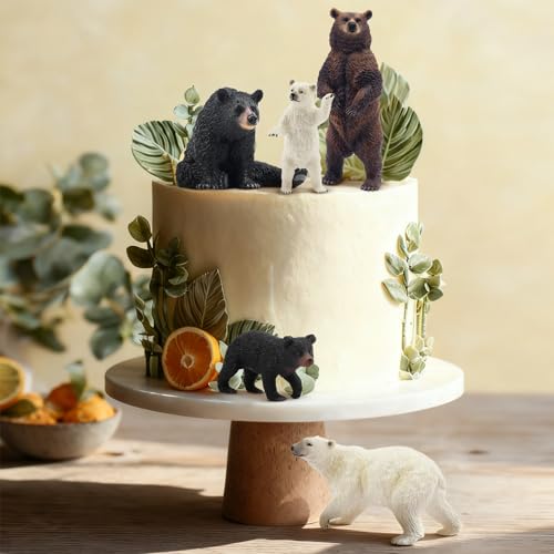 Toymany 6PCS Realistic Bear Figurines Set - Plastic Bears Toy with Grizzly, Black Bear, Polar Bear and Cubs, Wild Animals Figures Education Toy Cake Toppers Christmas Birthday Gift for Kids Toddlers - style: Bears (Brown, Black, Polar)