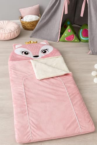 Heritage Kids Pink Fox Plush Hooded Sleeping Bag, 64" L x 25" W - style: Fox