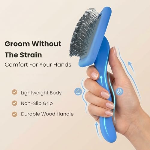 Large Slicker Brush & Lavender Detangler Spray Pack, Dog Grooming at Home | Best Brush For Long Haired Dogs, Dematting Comb & Detangling Spray For Goldendoodle Coats, Puppy Matting Grooming Supplies - size: Large Slicker & Detangler