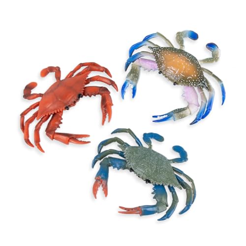 AUEAR, 3 Pack Artificial Plastic Realistic Crab Decoration Simulated Sea Life Animals Figurines - color: Style H, size: 3 Pack