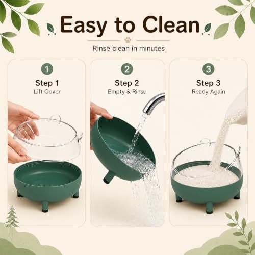 Meow&Woof Hamster Sand Bath Container, Large Sandbox Toilet Gerbil Batheoom, Tiny Chinchilla Dust Bathtub Sand Bath Box for Hamster Cage Accessories 5.2 Inch-Dark Green - color: Dark Green