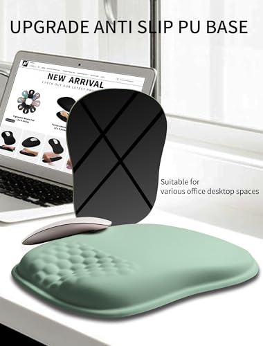 Hokafenle Ergonomic Wrist-Hugging Mouse Pad Wrist Support, U-Shaped Holding Wrist Rest Mousepad for Carpal Tunnel Pain Relief with Cushioned Memory Foam Slope Massage Bulge (10.2x8.3 in,Light Green) - color: Light Green