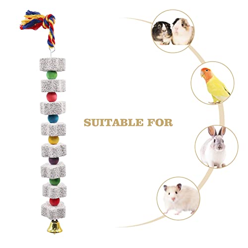 2 Pack Large Chicken Chewing Toy, Chick Beak Grinding Calcium Stone with Bells, Cage Accessories for Bird Parrot Cockatiel Parakeet Budgies Rat Hamster Rabbit Bunny African Grey Guinea Pig Chinchilla - color: White