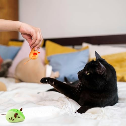 Andiker 5 Pcs Cat Mouse Toys, Soft Cat Plush Toy with Fruit Pattern Interactive Cat Toys for Indoor Cats and Kittens to Bite Chew Scratch