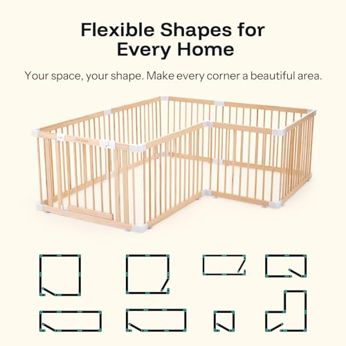 HARPPA Grovi Playpen, GREENGUARD Gold Certified – 71.5 x 79.5 inch | New Zealand Pine Wood - size: 71.5 x 79.5 x 24 Inch
