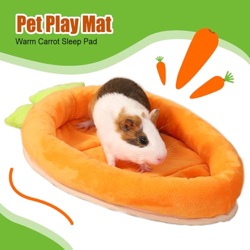MiOYOOW Guinea Pig Bed, Carrot Shape Rabbit Beds Machine Washable Small Animals Warm Cushion with Anti-Slip Rubbers for Hamsters Ferrets Hedgehogs Chinchillas