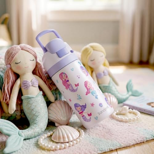 Mermaid Kids Insulated Stainless Steel Water Bottle 16 Oz, Travel Tumbler for School, Sports for Girls, Birthday, Back To School - color: Mermaid