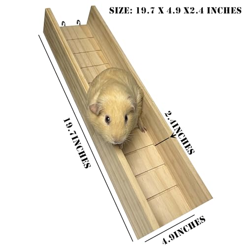 Guinea Pig Cage Bridge, Small Animal Wooden Ladder Ramp, Guinea Pig Cage Accessories Second Floor Link Bridge for Guinea Pigs, Ferrets, Hamsters (50CM/19.6IN) - size: 19.6 IN