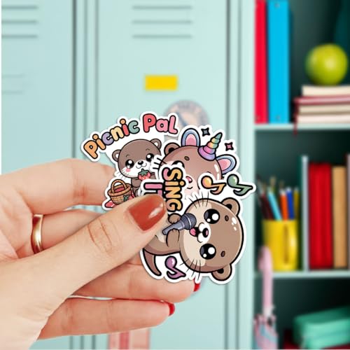 Vybonz Otter Sticker Cute Animal Decal Funny Cartoon Animal Wildlife | Otter Stickers with Cute Animal Characters for Otter Lovers, Laptop, Water Bottle, Journal and Notebook Use - color: Otter, size: 3in