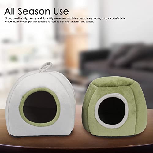 YUEPET Guinea Pig Bed 2 Pack, Washable Guinea Pig Hideouts, Stump & Yurt | Guinea Pig Hideout, Guinea Pig House, Soft Plush Fabric, Removable Cushions, Green Stump & Gray Yurt, Anti-Slip Bottoms - color: Gray Yurt Tent & Green Stump